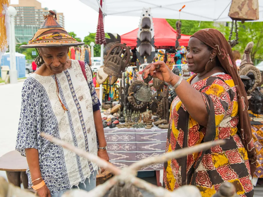 Vendors display crafts at the African World Festival