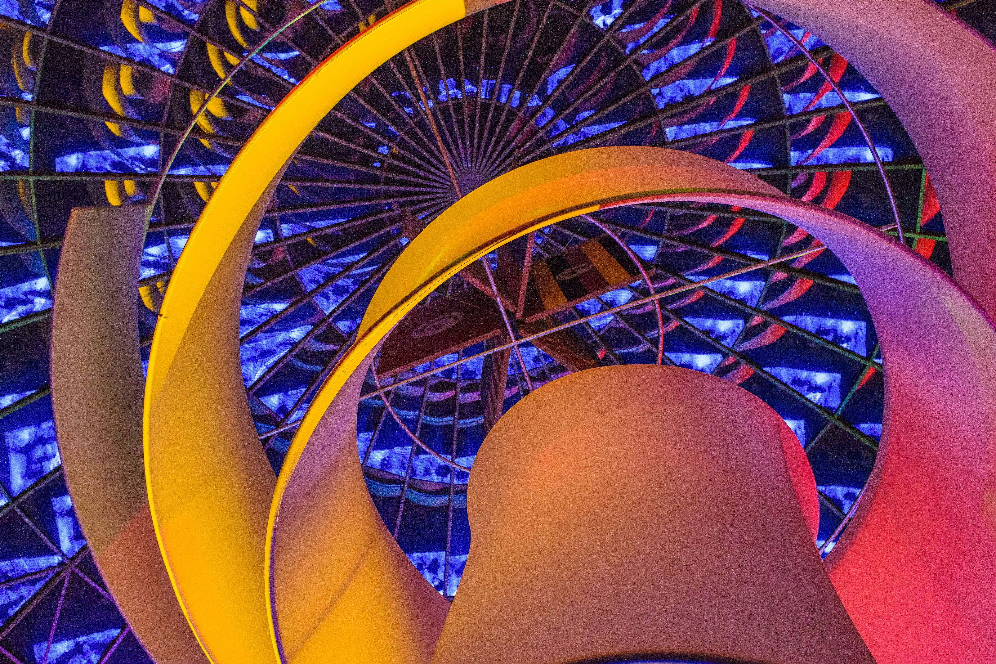 Photo of spiral art installation hanging from ceiling